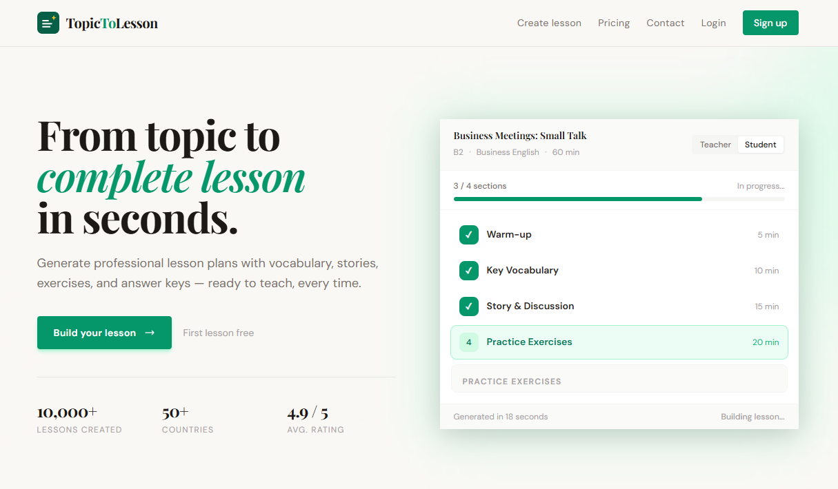 TopicToLesson — AI Lesson Plans for ESL Teachers